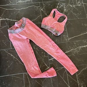 Pink gym shark workout set